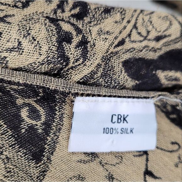 CBK Silk Paisley Tapestry Fringe Shawl Scarf - Picture 11 of 15